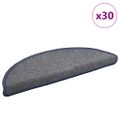 vidaXL Schodové rohože 30 ks 56x17x3 cm svetlosivé a modré polkruhové
