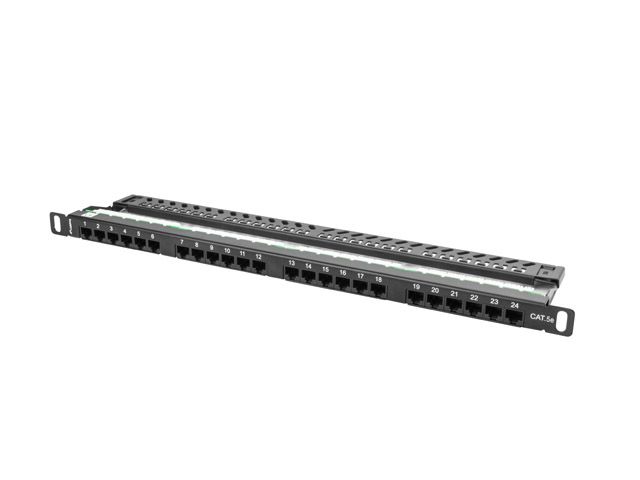 Patch panel 24 portov 0,5u 19'' CAT.5E utp čierny lanberg