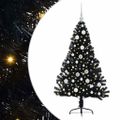 vidaXL Umelý predsvietený vianočný stromček Čierna 120 cm PVC