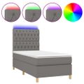 vidaXL Posteľ boxsping s matracom a LED tmavosivá 80x200 cm látka