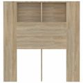 vidaXL Čelo postele so skrinkou biele a dub sonoma 100x18,5x102,5 cm