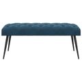 vidaXL Lavica s gombíkovým prešívaním Modrá 110 x 40 x 46 cm Zamat