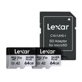 Sada 2 pamäťových kariet Lexar High-Performance Silver Plus microSDXC 2x64 GB + adaptér