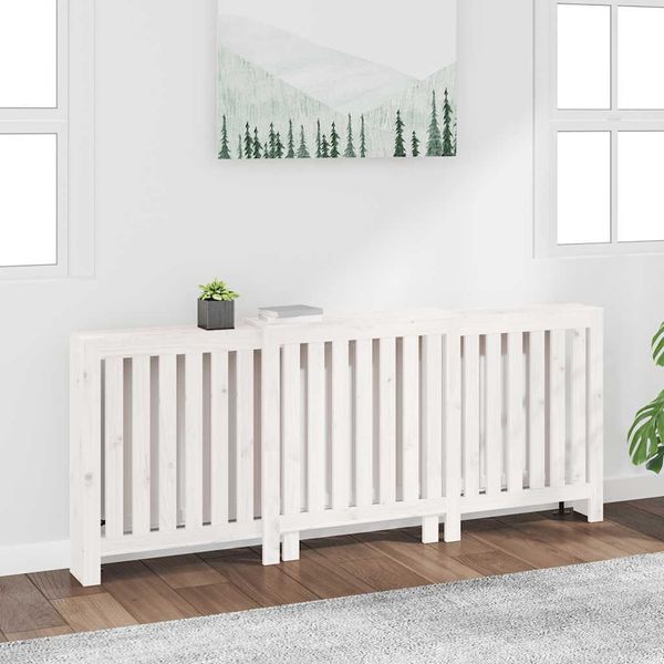 vidaXL Kryt na radiátor biely 210x21x85 cm masívna borovica