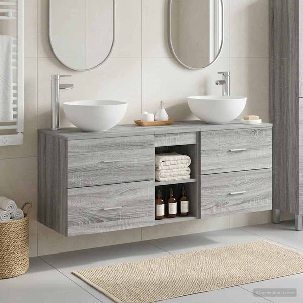vidaXL Set kabinetov do kúpeľne 3 ks Sivý Sonoma 49,5 x 41 x 64,5 cm