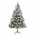 vidaXL Umelý vianočný stromček Zelená a biela 240 cm PVC, kov a plast