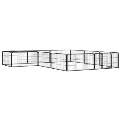 vidaXL Ohrádka pre psov 12 panelov čierna 100x50 cm práškovaná oceľ