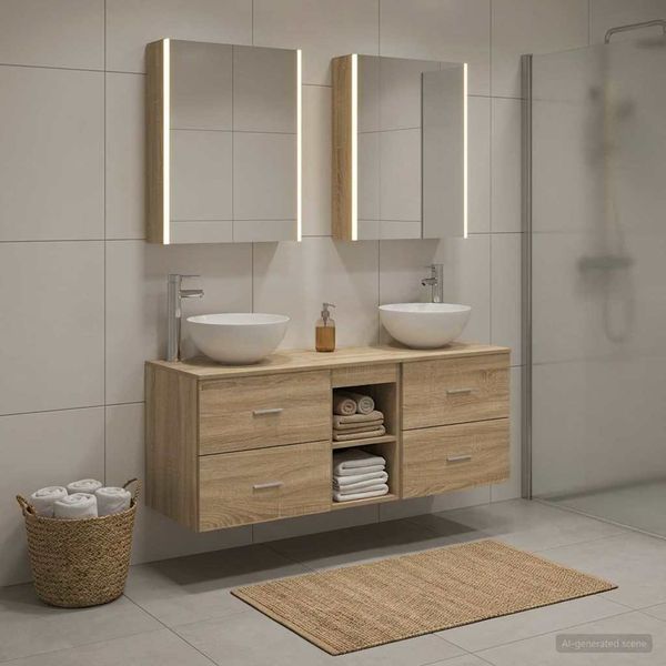 vidaXL Sada kúpeľňového nábytku 5 pcs Dub sonoma
