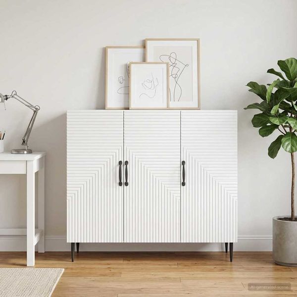 vidaXL Servírovacia skriňa Biela 89 x 34,5 x 80 cm Kompozitné drevo