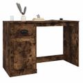 vidaXL Stolík so zásuvkami dymový dub 115x50x75 cm kompozitné drevo