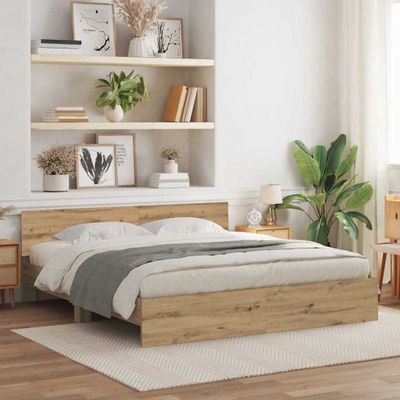 vidaXL Rám postele s čelom Dub artisan 203 x 185 x 70 cm