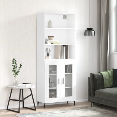 vidaXL Vysoká skrinka biela 69,5x34x180 cm spracované drevo