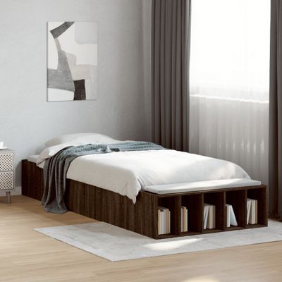 vidaXL Posteľný rám hnedý dub 90x200 cm borovicový masív
