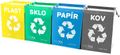 Tašky na triedený odpad SORT EASY 4 METAL, 30x30x40cm, 4x36l, 4ks SIXTOL