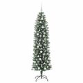 vidaXL Umelý chudý vianočný strom Zelená a biela 180 cm