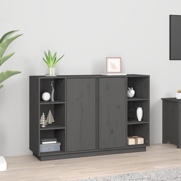 vidaXL Komoda sivá 120x35x80 cm borovicový masív