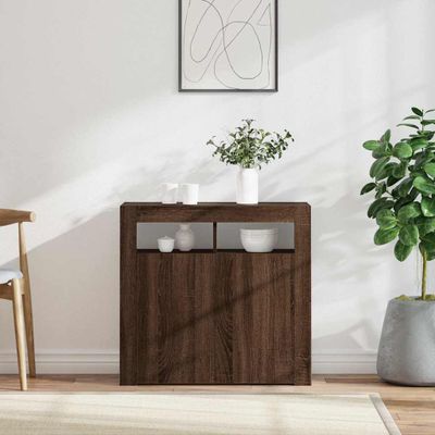 vidaXL Komoda s LED, hnedý dub 80x35x75 cm