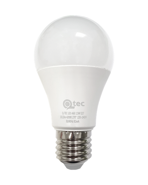 LED žiarovka Qtec 11W A60 E27 neutrálna biela