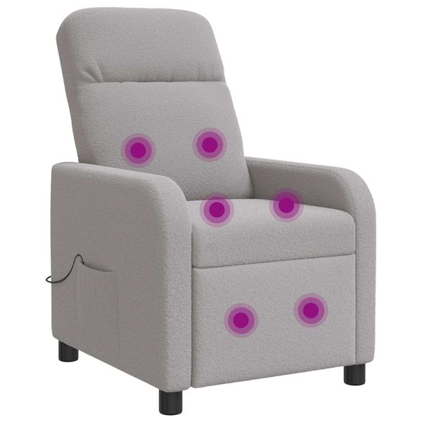 vidaXL Masážne relaxačné kreslo Svetlosivá Bouclé