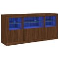 vidaXL Komoda s LED svetlami hnedý dub 142,5x37x67 cm