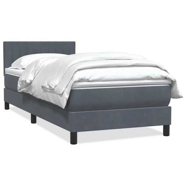 vidaXL Box Spring Posteľ s matracom Tmavosivá 100x220 cm Zamat