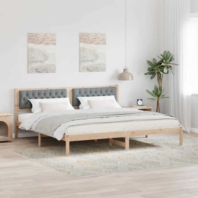 vidaXL Rám postele Svetlosivá 200 x 200 cm Masívne borovicové drevo