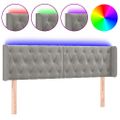 vidaXL Čelo postele s LED bledosivé 163x16x78/88 cm zamat