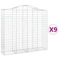 vidaXL Oblúkové gabiónové koše 9ks 200x50x180/200cm pozinkované železo