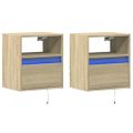 vidaXL TV nástenné skrinky s LED svetlami 2 ks dub sonoma 41x31x45 cm