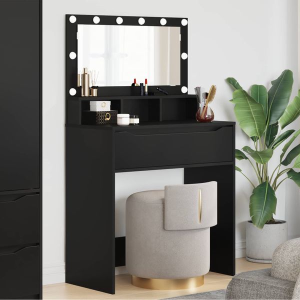 vidaXL Toaletné stolíky do spálne Čierna 80 x 39,6 x 135 cm