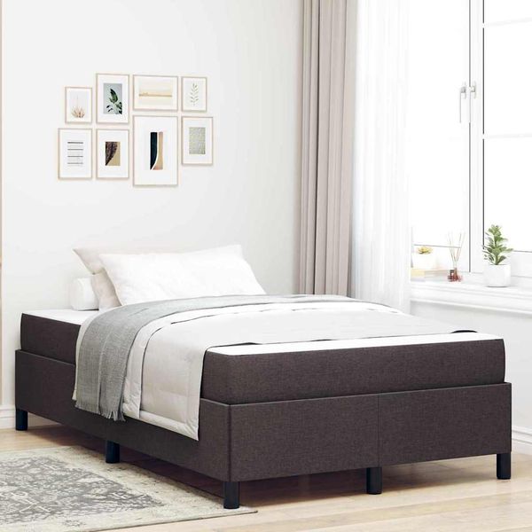 vidaXL Posteľ s pružinovým rámom Tmavohnedá 120 x 190 cm látka