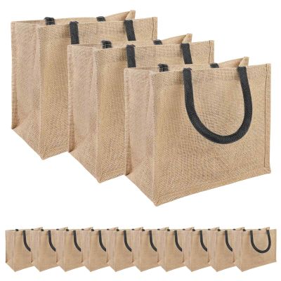 vidaXL Jutové tašky 50 Prírodná a čierna 26 x 22 x 14 cm