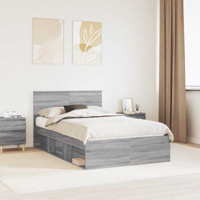vidaXL Rám postele Sivý Sonoma 120 x 200 cm Kompozitné drevo