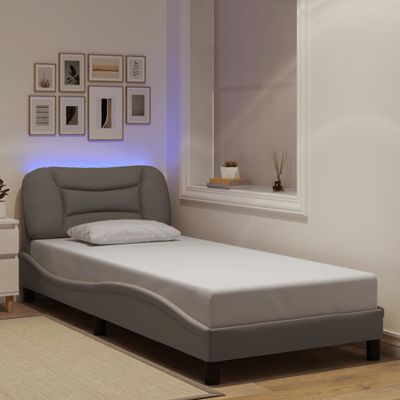 vidaXL Rám postele s LED bez matraca Hvar Taupe 90x190 cm Látka