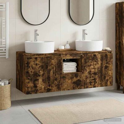 vidaXL Set kabinetov do kúpeľne 3 ks Dymový dub 49,5 x 44,5 x 65 cm