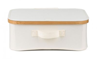 Úložný box G21 40 x 30 x 15 cm, bambusový s vekom, béžový