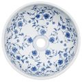 vidaXL Umývadlo na dosku bielo-modré okrúhle Φ41x14 cm keramické