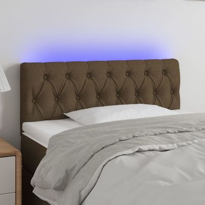 vidaXL Čelo postele s LED tmavohendé 90x7x78/88 cm látka