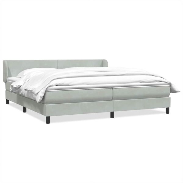 vidaXL Box Spring Posteľ s matracmi Svetlosivá 200x210 cm Zamat