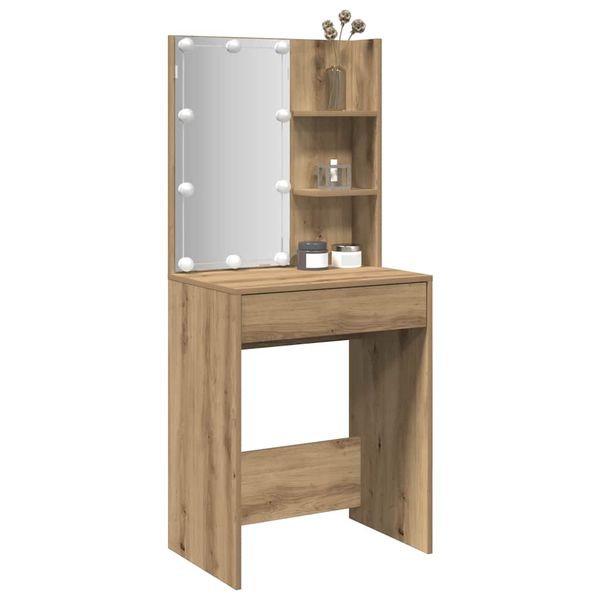 vidaXL Toaletný stolík s LED dub artisan 60x40x140 cm