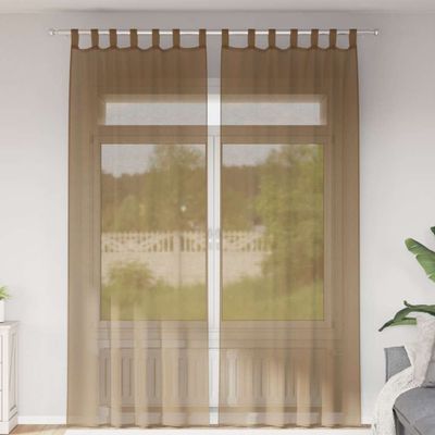 vidaXL Voálové závesy so slučkami, 2 ks, svetlohnedé 140x260 cm