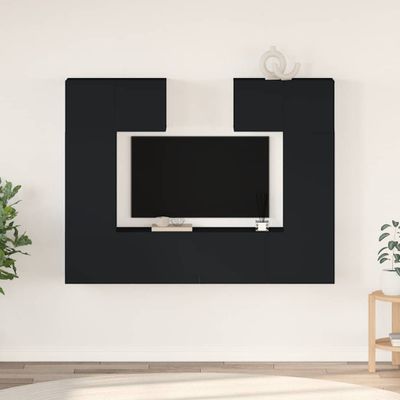 vidaXL 6-dielna súprava TV skriniek čierna kompozitné drevo