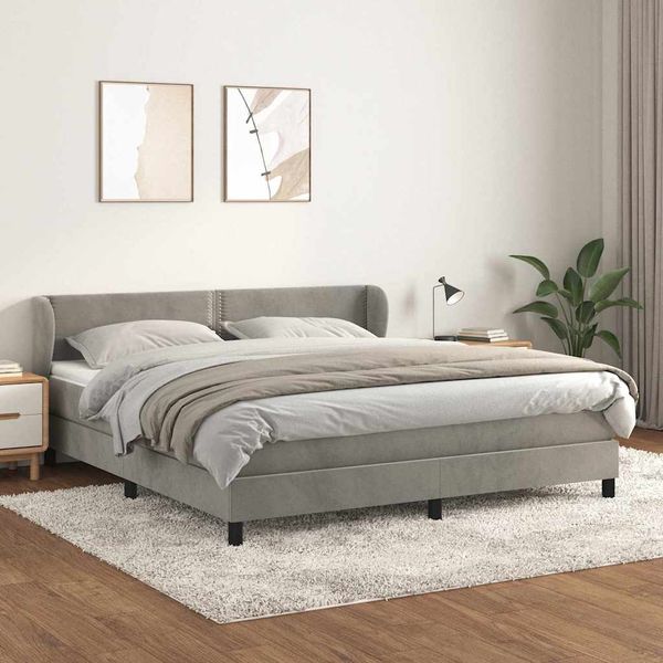 vidaXL Posteľný rám boxsping s matracom bledosivý 160x200 cm zamat