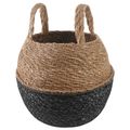vidaXL Kvetináč s uchami Čierna Ø 22 x 20 cm 100% Morská tráva