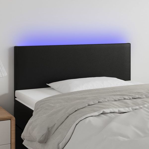 vidaXL Čelo postele s LED čierne 80x5x78/88 cm umelá koža