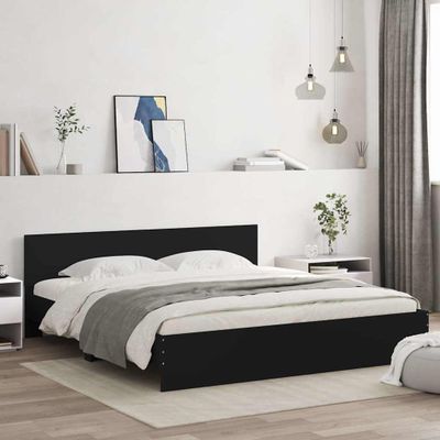 vidaXL Posteľný rám s čelom a LED čierny 180x200 cm