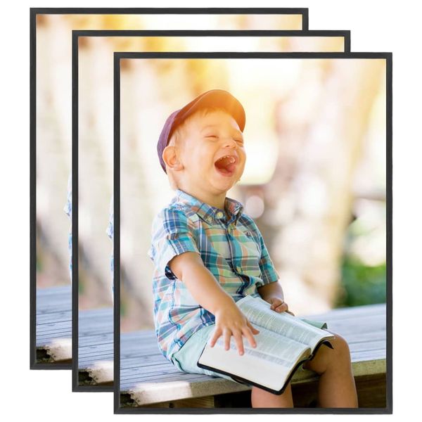 vidaXL Fotorámiky na stenu, koláž 3 ks, čierne 40x50 cm, MDF
