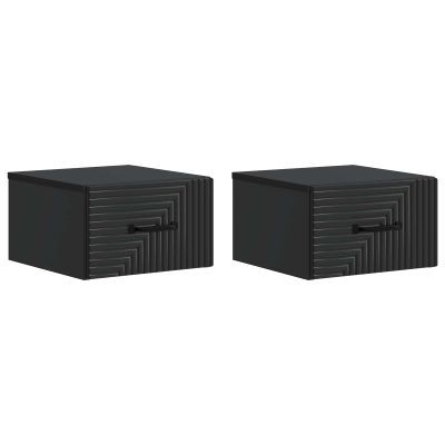 vidaXL Nástenná nočná skrinka Nástenný 2 pcs Čierna 34,5 x 33 x 20 cm