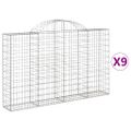 vidaXL Oblúkové gabionové koše 9 ks 200x30x120/140 cm pozink. železo
