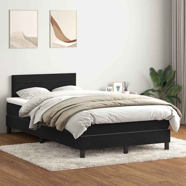 vidaXL Box Spring Posteľ s matracom Čierna 120x220 cm Zamat
